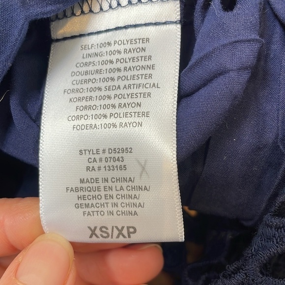 Anthropologie ERI + ALI Lattice Lace Navy Blue Fit N’ Flare Dress shortsleeve XS - Picture 14 of 16